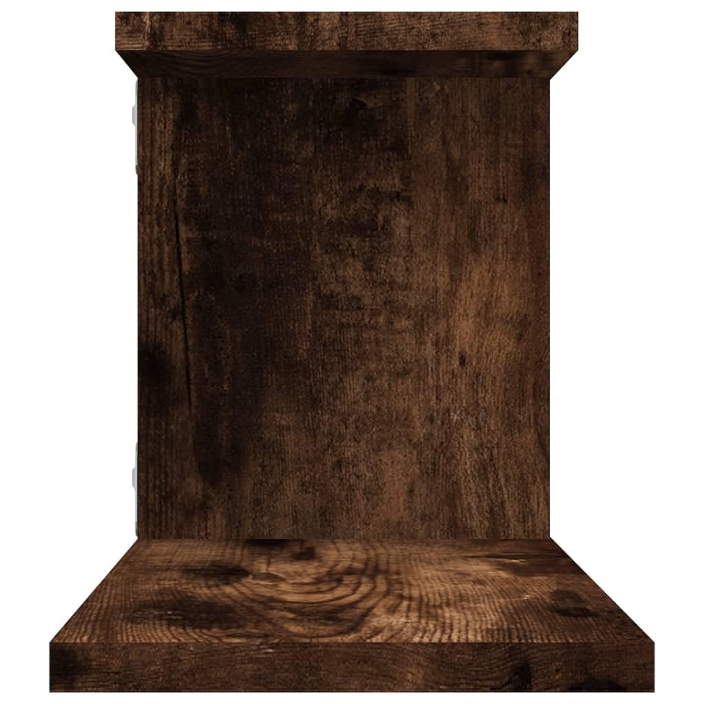 Mensola TV Sospesa, Scaffale Parete in Legno Rovere Affumicato, Mensole da Muro esign, Design Asimmetrico Moderno per Home Theater e Soggiorno,Capacità di carico massima 40 kg, 125x18 x23cm