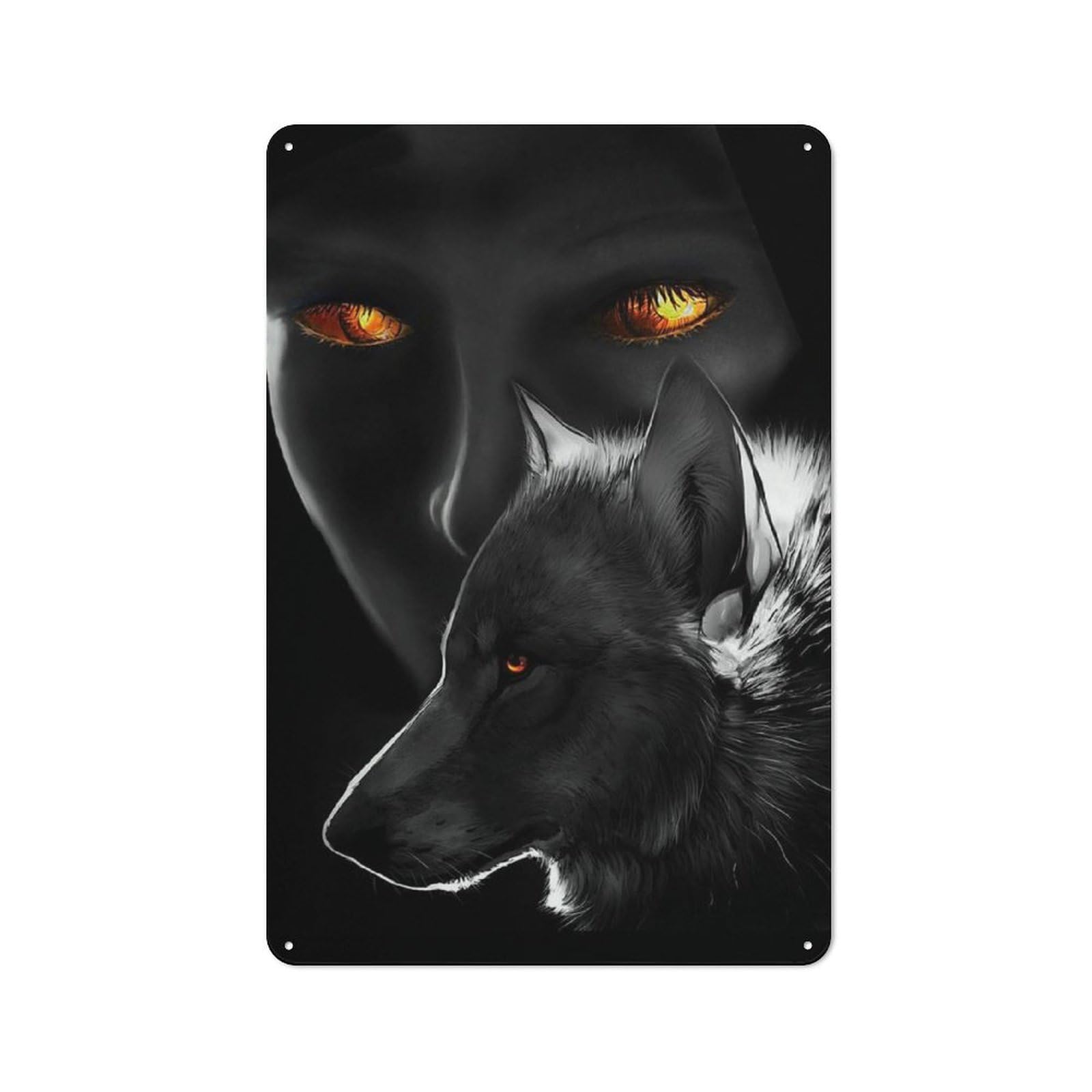 Wolf Intensity Industrial Metal Wall Decor 30x20cm, Retro Metal Sign for Workshop, Basement, Shed Or Games Room