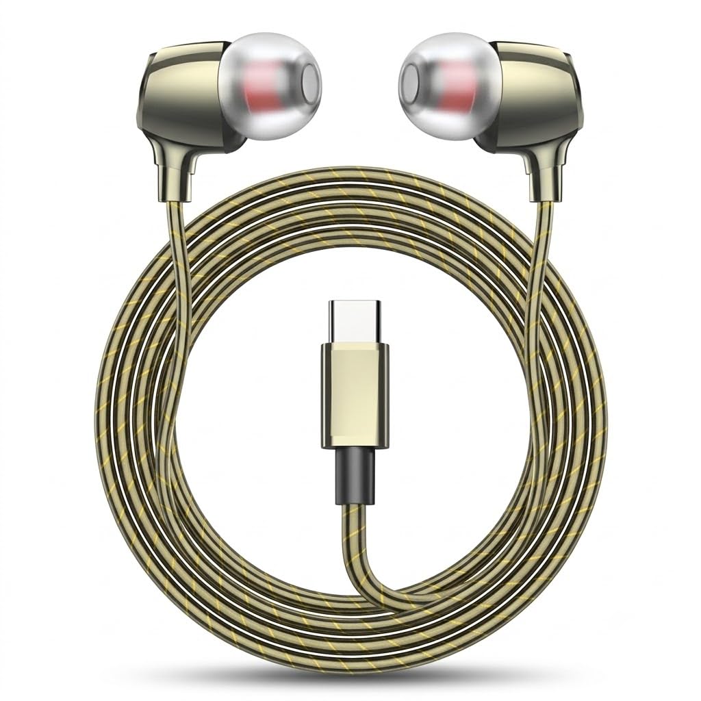 Drumstone (3 Years Warranty Type C Wired Earphones with Deep Bass, HD Stereo Sound, Built-in Mic, Noise Isolation Earbuds, Metal in-Ear Headphones for Smartphones, Tablets & Laptops-image-30