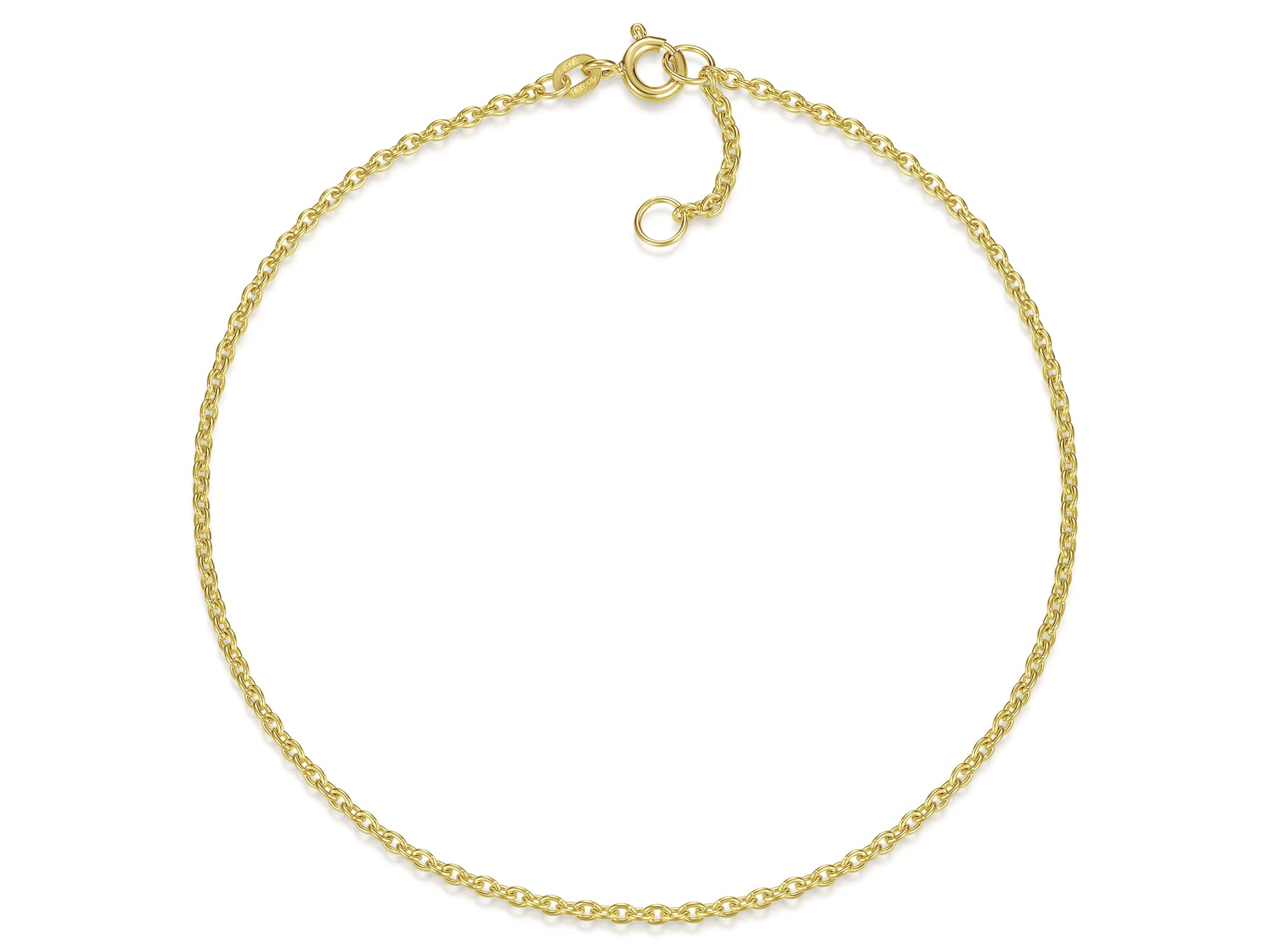 Fußkette Erbse Breite 1,8mm | aus echt 585 Gold | hochglanzpolierte Fußkette | Echtgold mit Federringverschluß