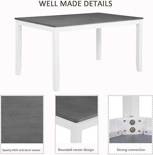 Miniatura 6 de Harper & Bright Designs Juego de comedor de 6 piezas con banco, juego de mesa de cocina con mesa de madera, banco tapizado y 4 sillas de comedor con