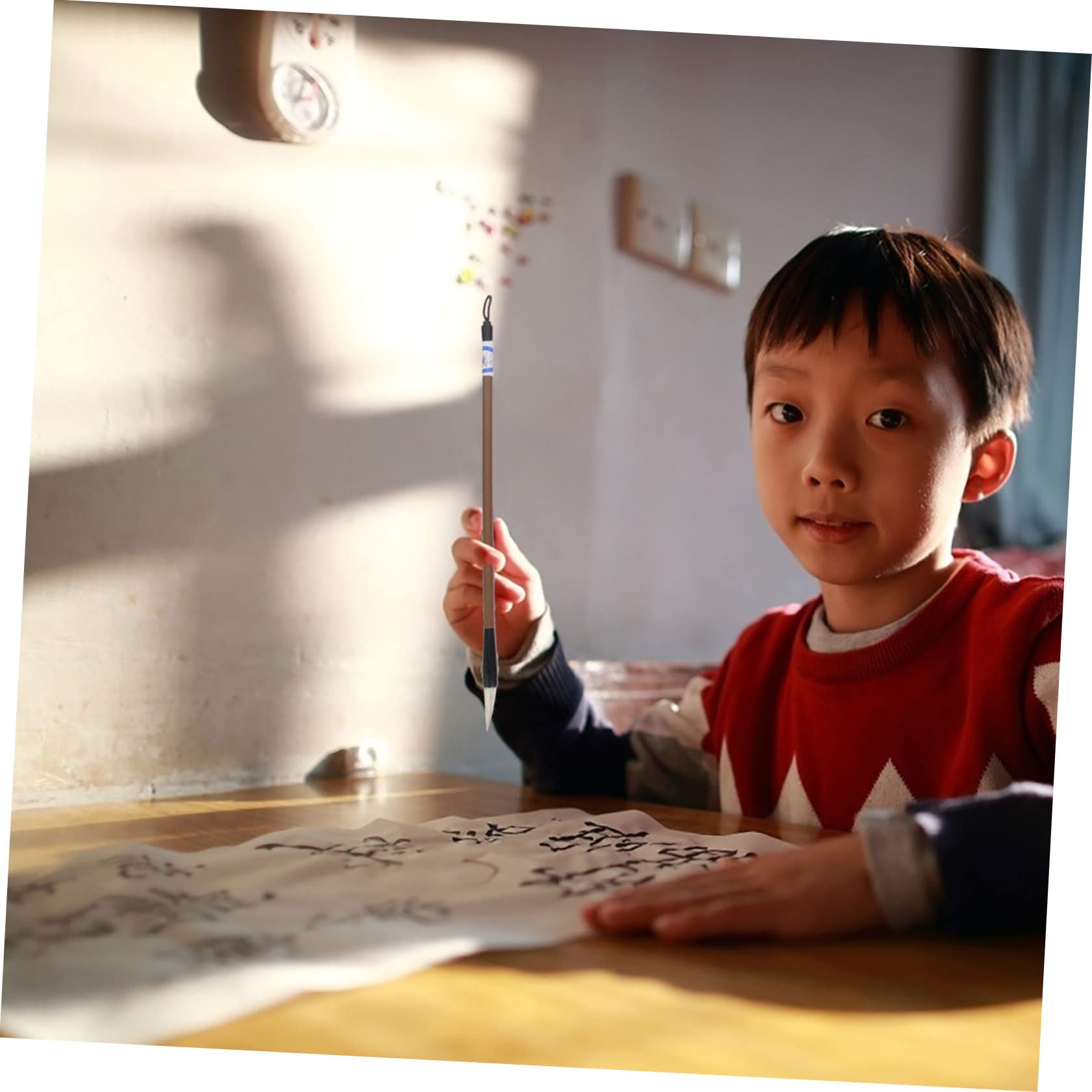 Chinesischer Schreibpinsel 1 Satz für Anfänger und Profis | Schreibbedarf im Stoffetui, Holz und Keramik, für Malen und Zeichnen, Tragbar und Sicher