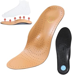 Cómodo soporte para el arco para plantillas ortopédicas para hombres y mujeres, plantillas de cuero auténtico, comodidad transpirable para pies planos, fascitis plantar
