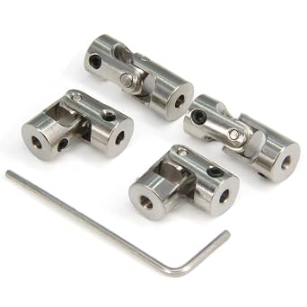 3mm to 3mm Rotatable Universal Steering Joint Shaft Coupling Connector L23x D9 with Screws with Wrench, 4pcs/Pack Size 3mm to 3mm