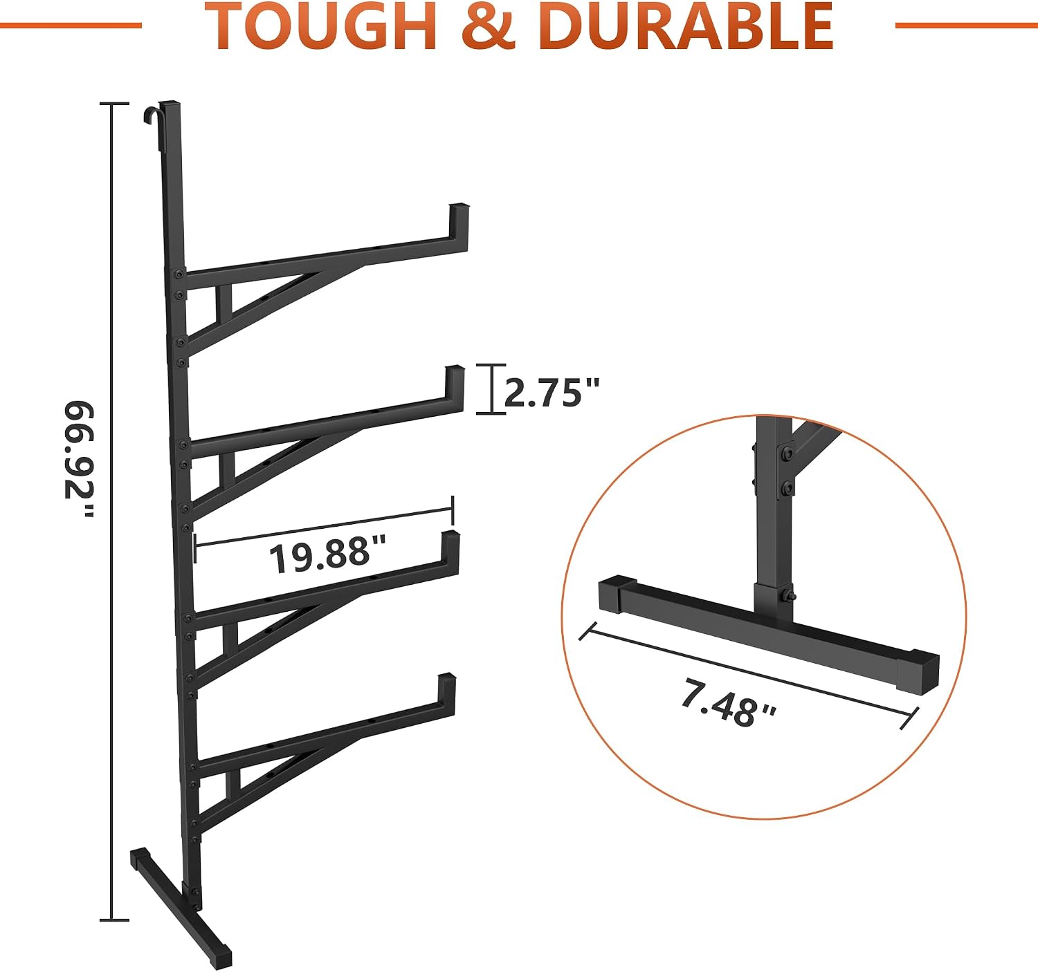 YOHKOH 4 Pack Shipping Container Shelving, Heavy-Duty Brackets with 1100 lbs, 19.88" W x 7.48" D x 66.92" H Adjustable 3-Tier Shelves, Easy Install Shipping Container Shelves & Accessories