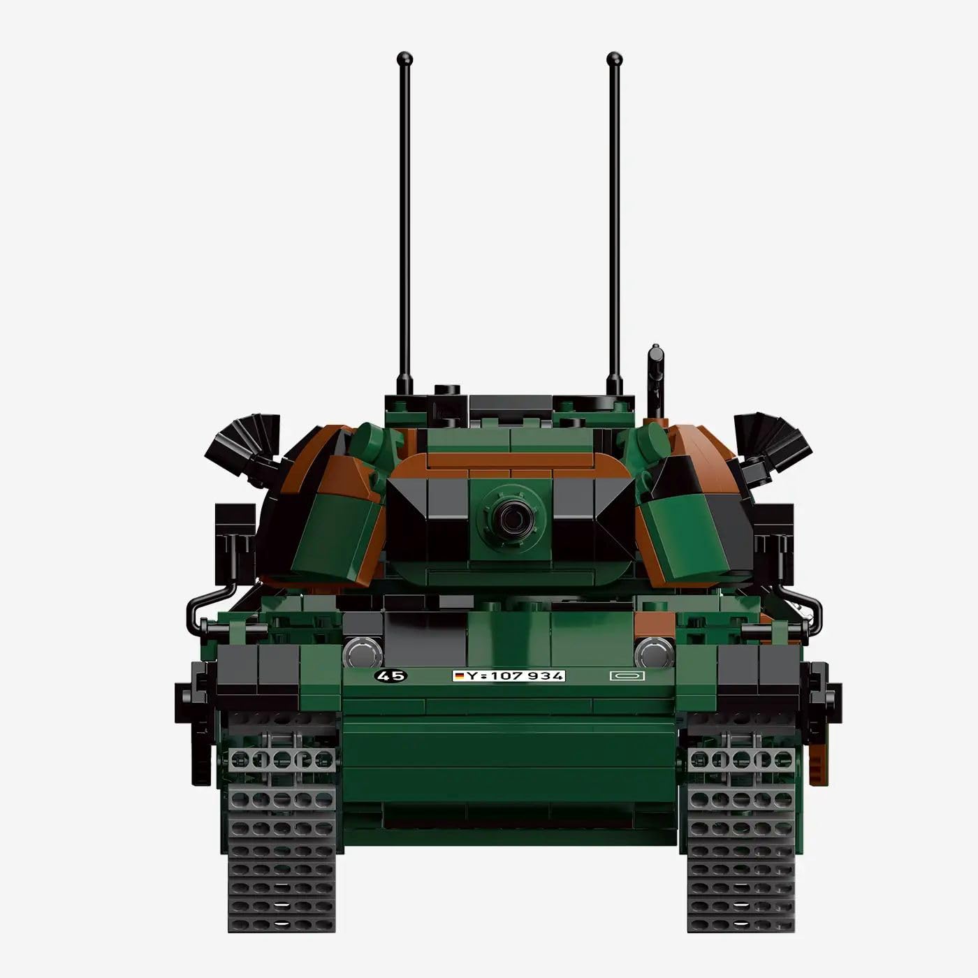 BlueBrixx Kampfpanzer Leopard 1 Bundeswehr, 1237 Klemmbausteine | Zwei Bordwaffen zur Wahl, drehbare Waffenanlage, abnehmbare und öffnbare Luken, 330 x 120 x 170 mm, Tarnoptik, 109770