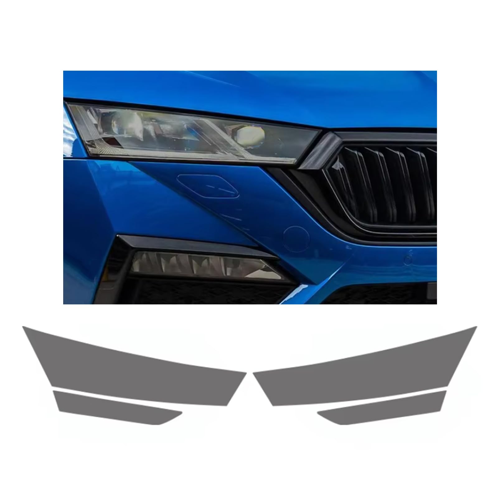Headlight Film for Skoda Octavia MK4 2020-2023, 1Set Transparent/Smoke Black Car Headlight TPU Protective Film