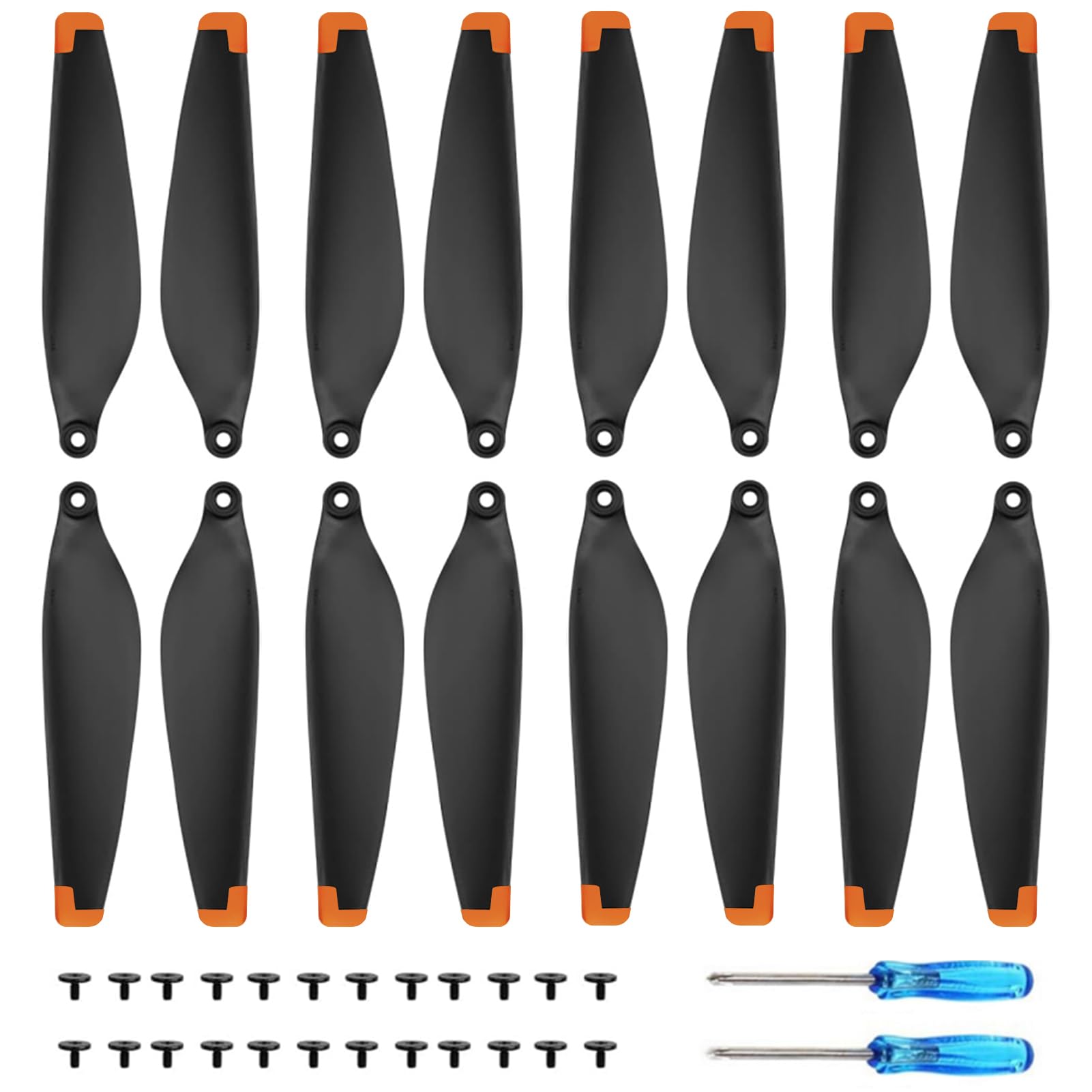 Bocguy 16 Pcs Drone Mini 3/4 Pro Hélices, Drones Hélices für para 3/4 Pro Accesorios Reemplazo con 24 Tornillos & 2 Destornillador, Bajo Ruido & Estable (Naranja)