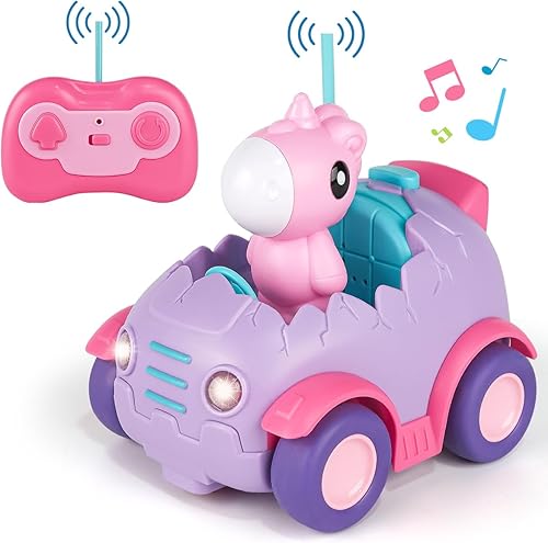 Nueplay Coche de control remoto para niños pequeños de 2, 3, 4, 5 años, juguete eléctrico a control remoto con luz y música, juguetes para niños,