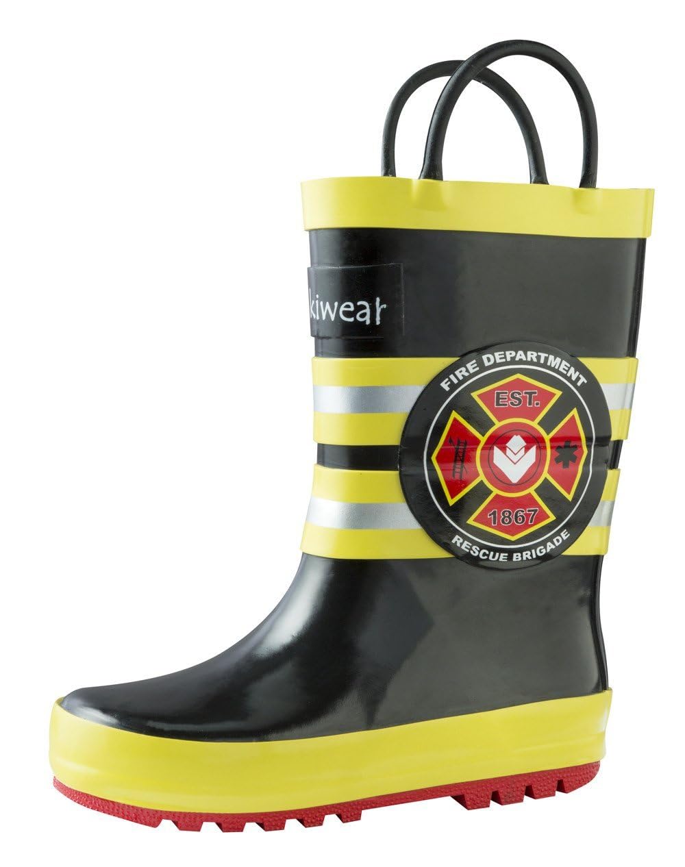 oakiwear niños fácil de goma botas de lluvia con asas | verde floral, Henna, Tribal, trenes, bombero, hadas, alce