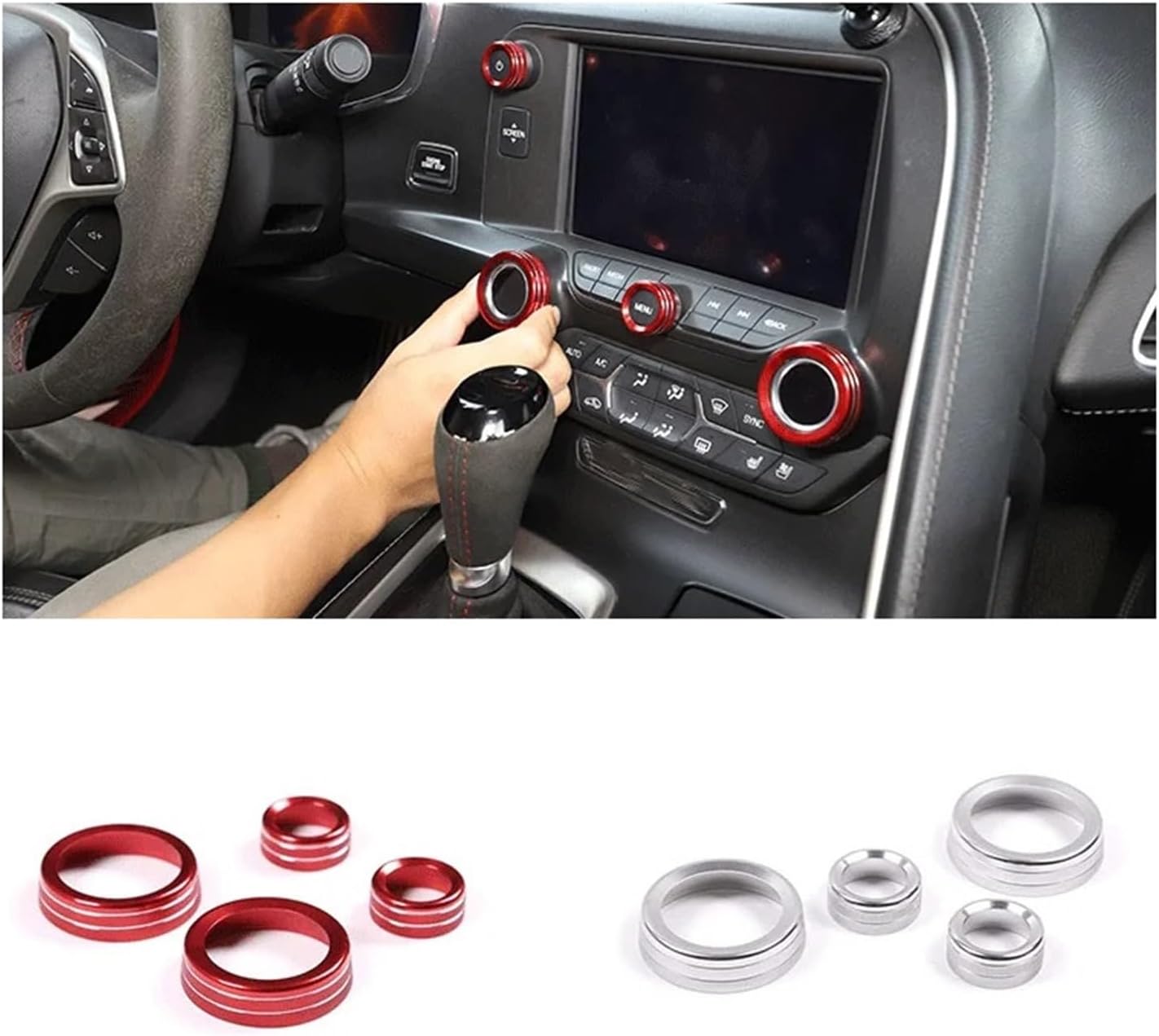 Compatible with Corvette C7 Z06 2014-2019 Aluminum Alloy Car Air Conditioning Volume Knob Accessories (Blue)