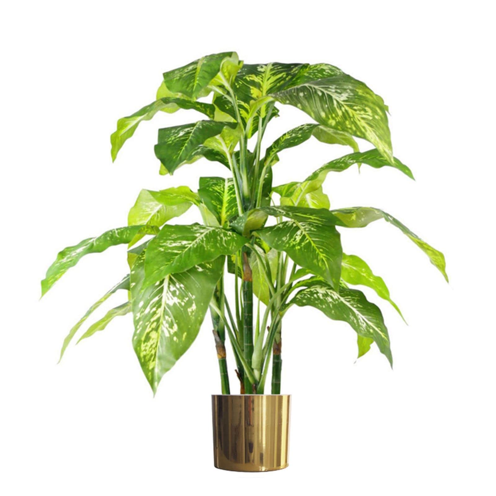Leaf Artificial Aglaonema Tree 3.2ft - Green - Gold Planter