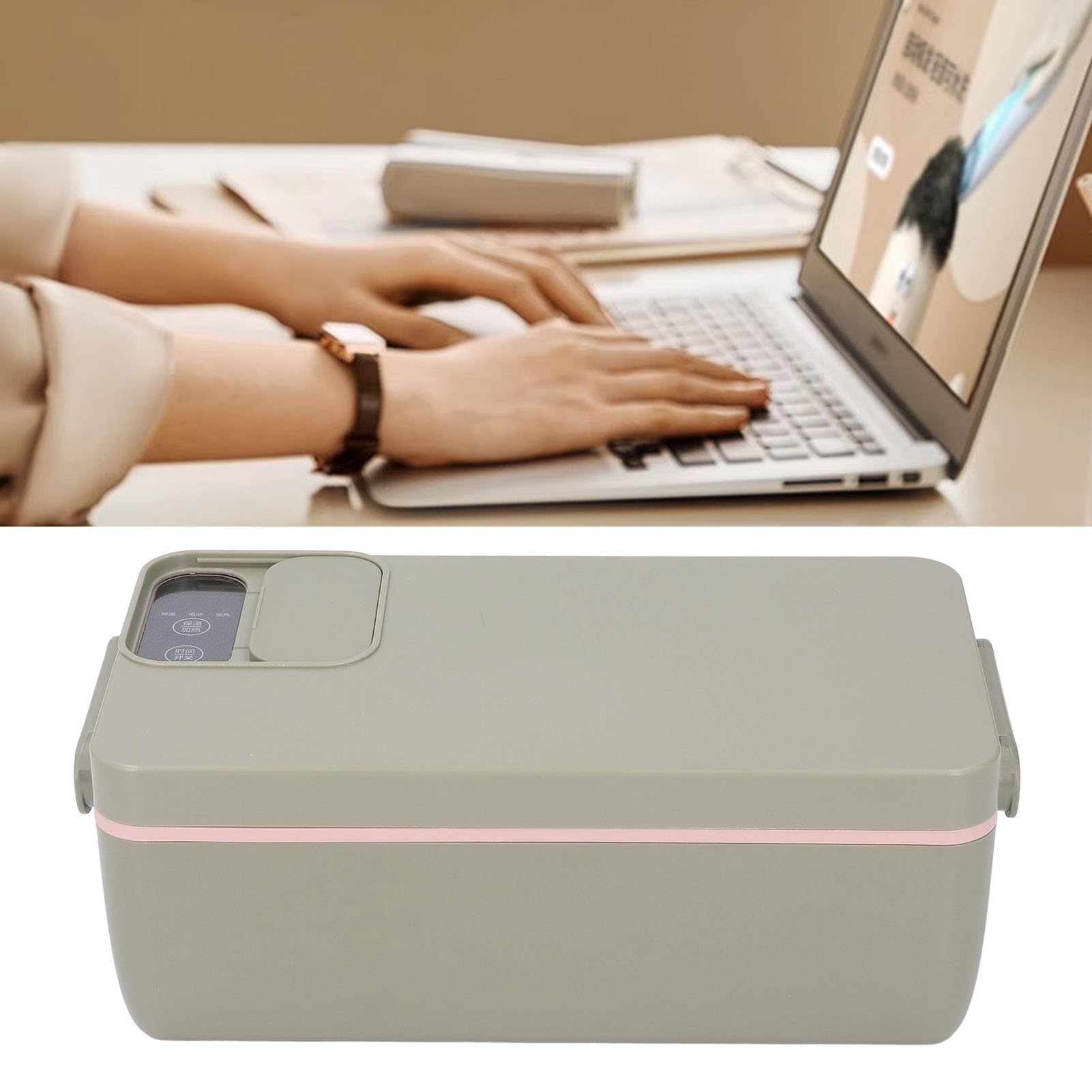 Fiambrera Eléctrica Inalámbrica Recargable por USB de 12000 MAh, Calentador de Alimentos Autocalentable, Contenedor de Acero Inoxidable 304 con Cierres Dobles, Ideal para Trabajo y Viajes