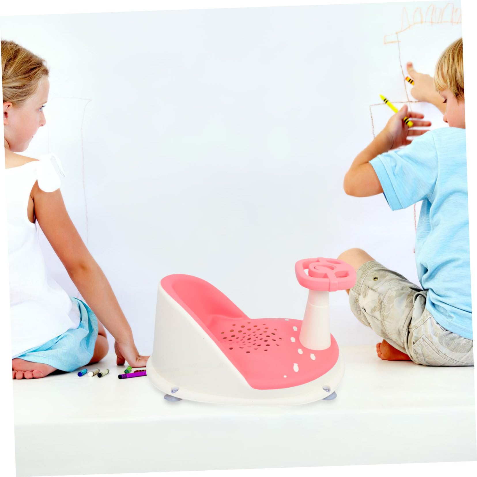 TOYANDONA Sitz für Babybadewanne mit Saugnapf Rutschfestem Design Verstellbarer Höhe und Schnellem Ablaufsystem für Hygiene und Komfort