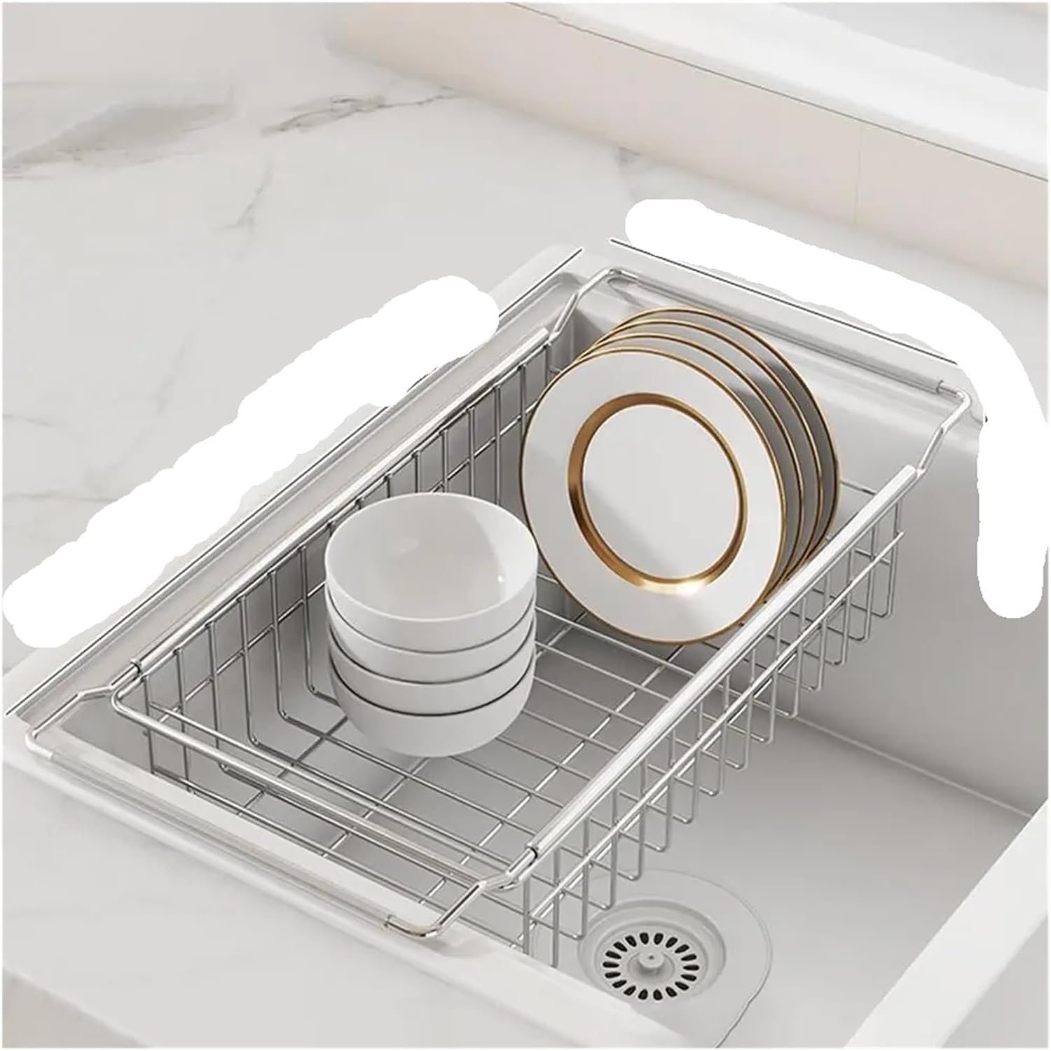 Sink Drain Rack Drain Rack Sink Storage Rack Wire Basket Under Shelf Basket Kitchen Drain Rack For Holds Dishes Cups Vegetables(Large)