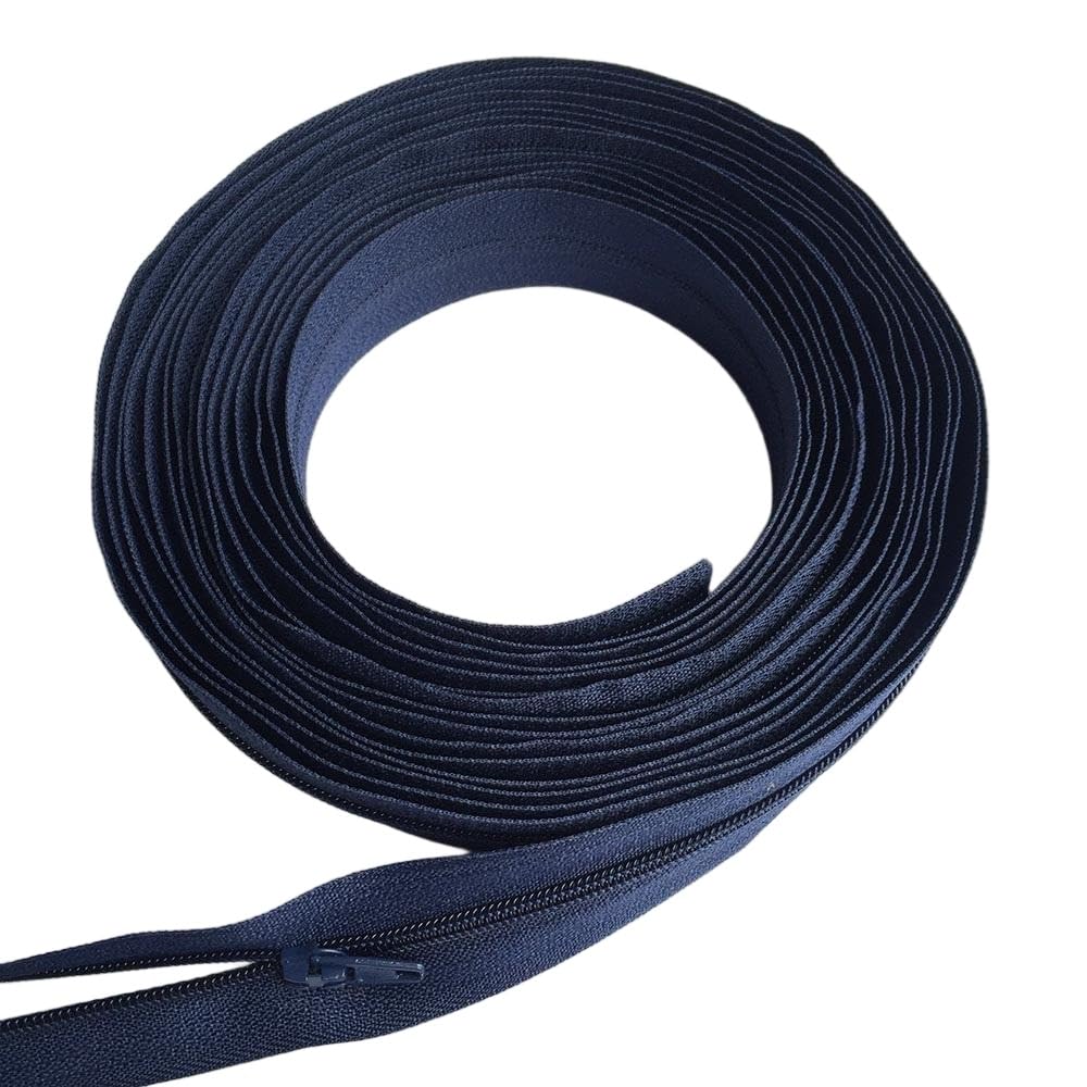 DIY Craft Zipper 1set 3# Nylon Zipper Kit, Length 5Meters Zippers Roll with 10pcs Sliders Durability for Tailor Sewing(Dark Blue)