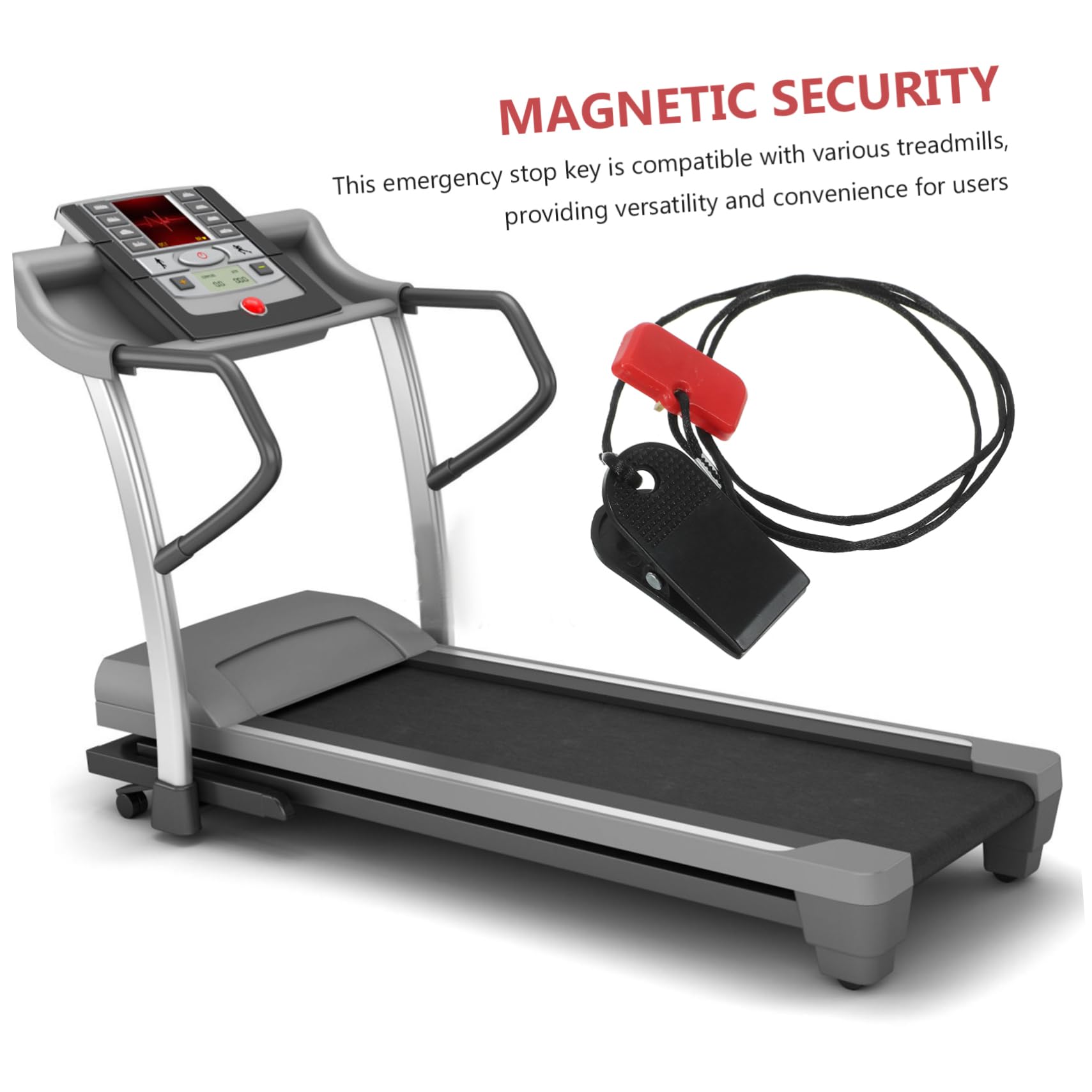 ZORVYN Clé De Sécurité Magnétique Pour Tapis De Course – Compatible Avec La Plupart Des Modèles, Clip Rouge Fixe, ABS Durable, Diamètre 3,2 Cm, Remplacement Fiable