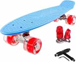 Skateboard Mini-Board Da 57 Cm - Leggero, Resistente, Con Ruote LED Senza Batteria! T-Tool Incluso