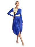 Women's Lyrical Dance Dress Long Sleeve Worship Praise Dance Tunic Overlay Dresses