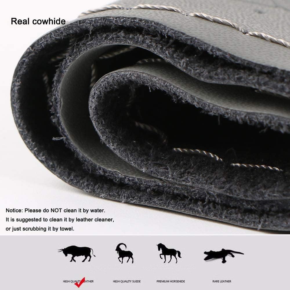Black Genuine Leather Steering Wheel Cover Soft Silica Gel Liner 15 Inch for Fusion Altima Etc Most Cars