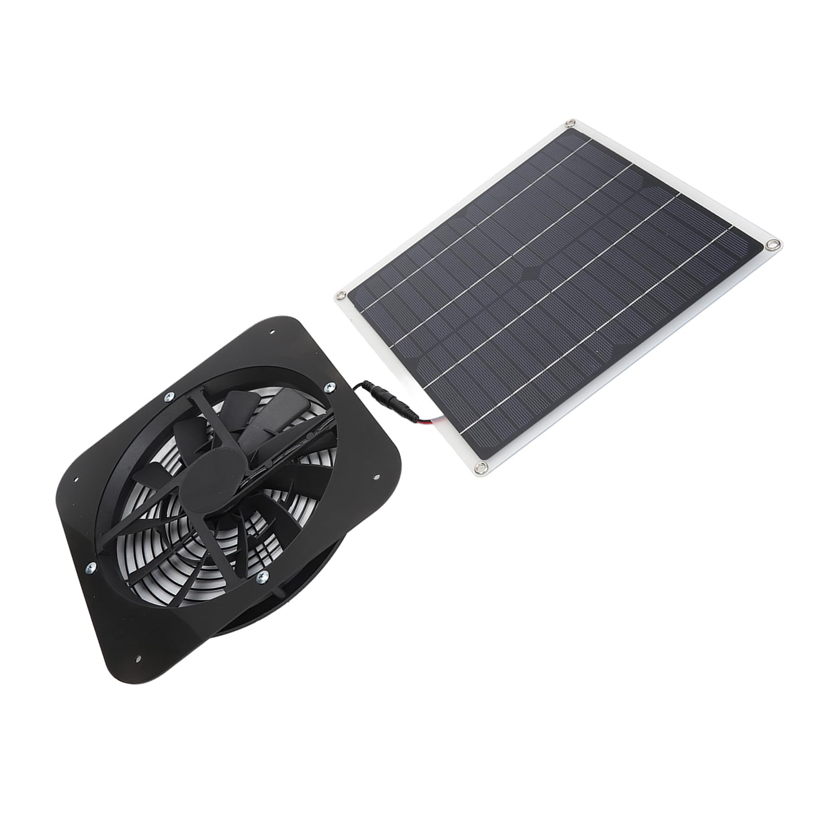 Alomejor Kit Ventola Pannello Solare Ad Alto Flusso D'aria da 100 W per Pollaio per Serra, Aspiratore Solare Antipioggia con Protezione di Sicurezza per Uso Domestico 28x28 Cm 2,4 Libbre (BLACK)