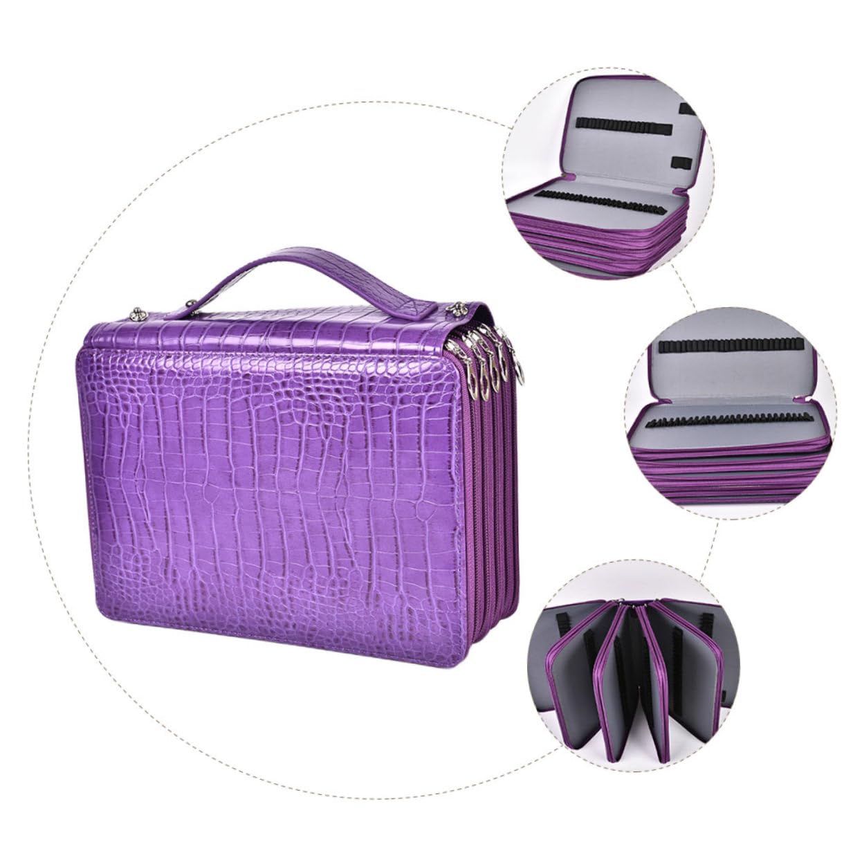 Borsa per Forniture Creative 252 Fori Astuccio Organizzatore per Matite e Attrezzi da Disegno Pu e Poliestere Chiusura a Zip