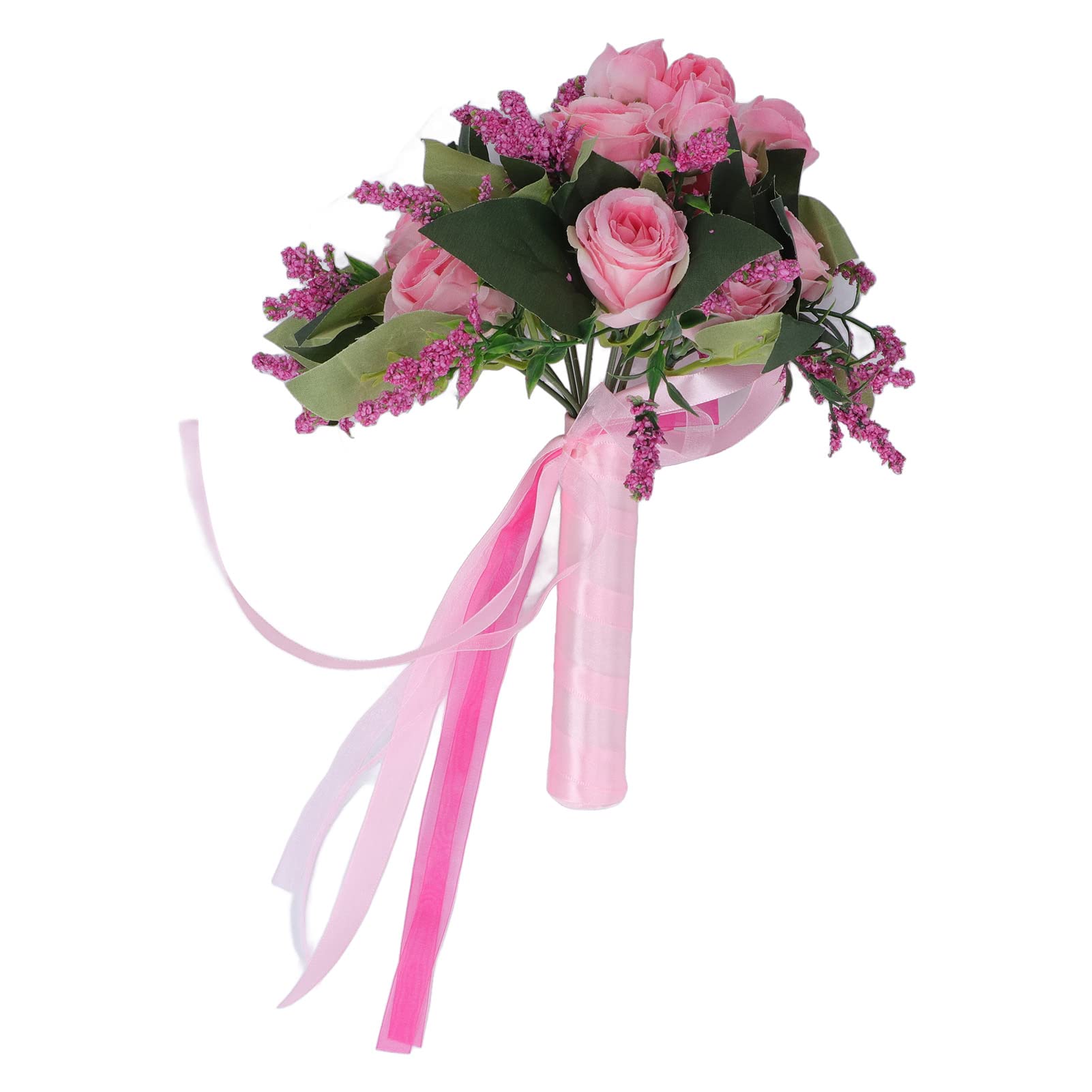 Bukiet ślubny symulacja sztucznej róży ślubny bukiet ślubny druhna trzymająca sztuczne kwiaty realistyczne(Pink)