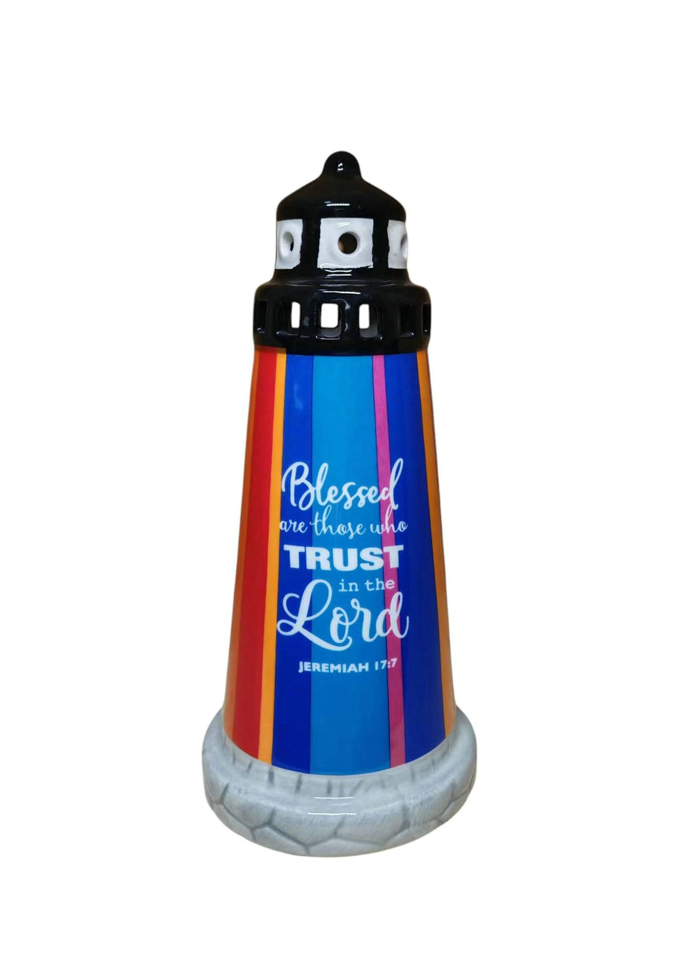 Lighthouse Gift with Lighting Ceramic Lighthouse Lighted up Lighthouse Night Light Christian Gift Lighthouse Figurine Battery Operated Lighthouse lamp Christmas Essential 8" H