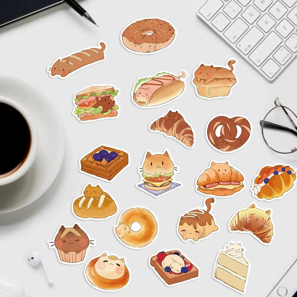 kaensc 50pcs Cute Cat Meme Stickers, Waterproof Vinyl Decals for Teens Adults Kids Boys Girls Gift Cartoon Style - Image 3