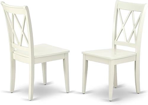 East West Furniture CLC-MAH-W Clarksville Sillas de comedor  Sillas de asiento de madera maciza con respaldo cruzado doble, juego de 2, caoba
