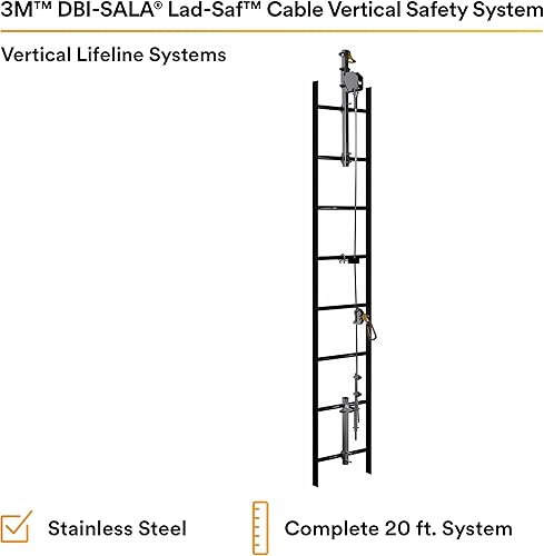 Miniatura 2 de 3M DBI-SALA Lad-Saf Cable Sistema de Seguridad Vertical 6119020, Acero Inoxidable, 20 FT