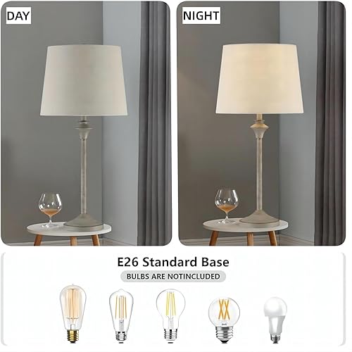 Miniatura 4 de Juego de 2 lámparas modernas de buffet para sala de estar, lámpara de mesa industrial de 26 pulgadas de alto, luz de noche de metal con pantalla de