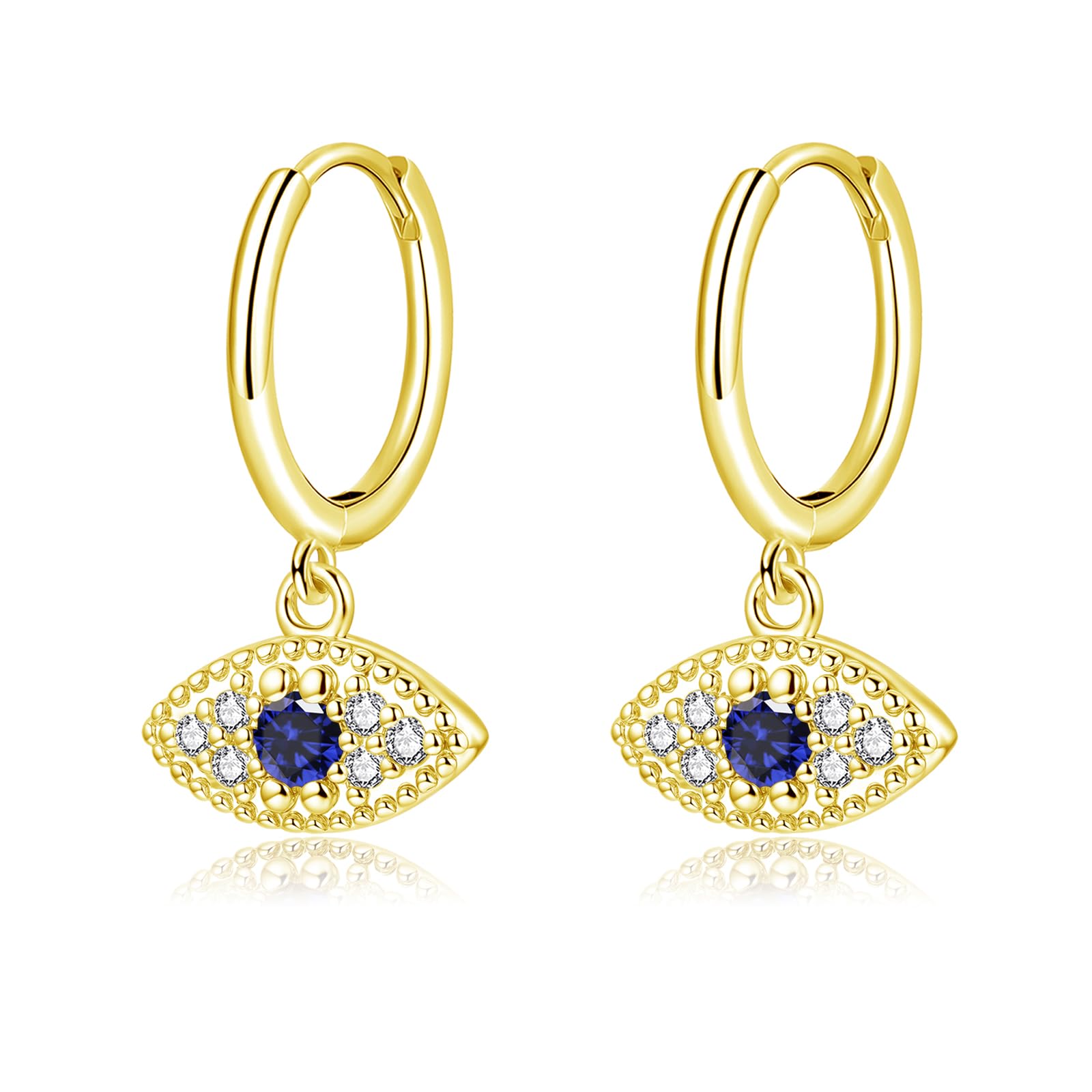 Zolkamery Ohrringe Silber 925 Hängend, 925 Sterling Silber Creolen Ohrringe mit Stab/Herz/Augen Anhänger, Zirkonia Ohrhänger für Damen, Neutral Hypoallergen Hängeohrringe, Damenschmuck mit Box