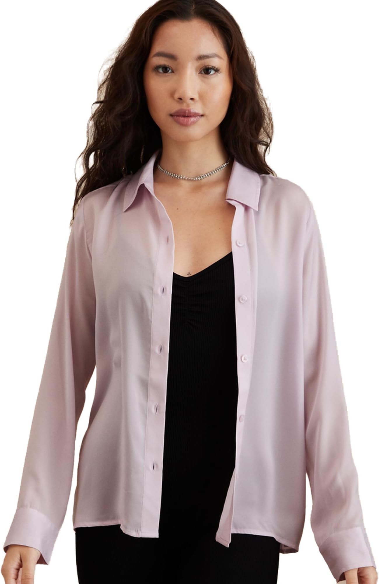 American EagleWomens Satin Button-Up Shirt