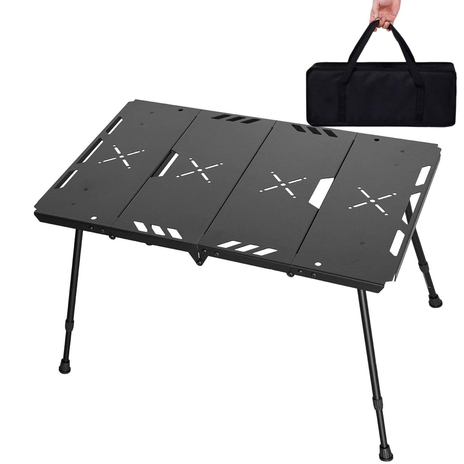 Table de camping pliable portable en aluminium pour voyage extérieur et barbecue AIZYR