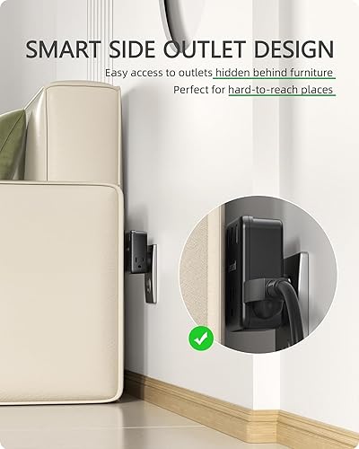 Miniatura 6 de LENCENT Extensor de toma de corriente múltiple, divisor de 3 salidas con 3 USB, ladrillo USB, cargador de pared, grifo de pared ampliamente