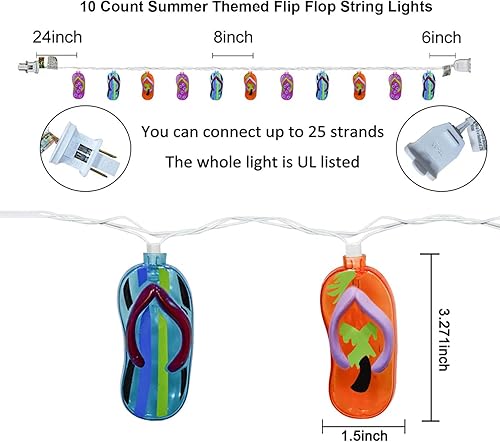 Miniatura 5 de Decoraciones de fiesta en la playa de 9 pies, 10 pantuflas para exteriores, tira de luces para fiestas al aire libre, para bodas, cumpleaños, jardín