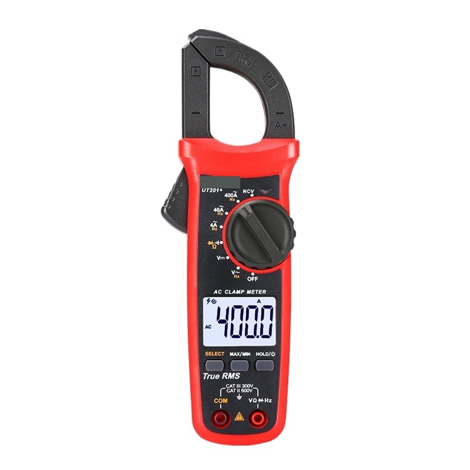 1 mini multímetro digital de pinza amperimétrica, amperímetro de CA, comprobador de pinza amperimétrica de potencia de 400 A y 600 V.(UT202 Plus)