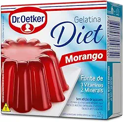 Dr. Oetker Gelatina em Pó Diet, Sabor Morango, Sobremesa com Sabor e Consistência Deliciosa, Fácil de Fazer, 12g