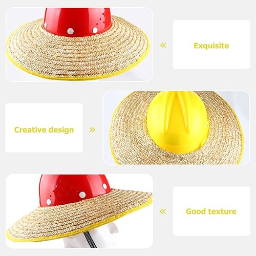 Miniatura 5 de Mipcase Sombrero duro, sombrero de paja tejida de paja completa, protección de extensión de protección para el sol, visera solar, accesorios para