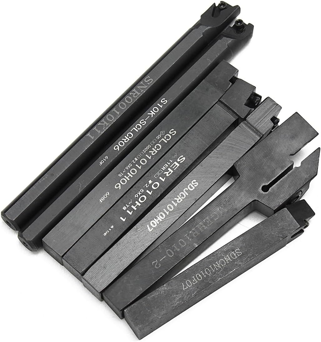 Maizoon CNC Tool Holders CLCR 10mm Lathe Boring Bar 7pcs Set + 7pcs Carbide Inserts + 7pcs Wrenches for Lathe Turning Tool DZ17