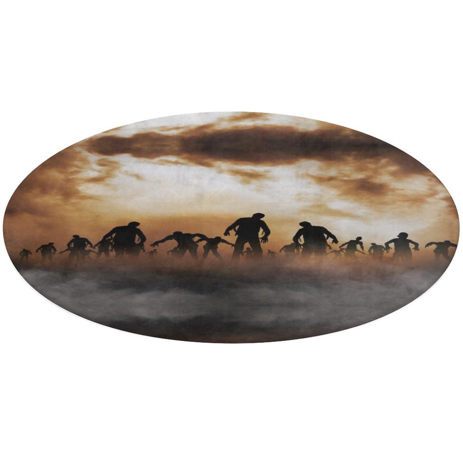 Tapis de sol antidérapant zombies mort-vivant en flanelle ronde 80cm pour chambre