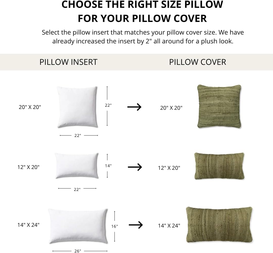 PILLOWPIA Lumbar Pillow Insert - Decorative Throw Pillow Covers Insert with Plush Down Alternative Fill, Soft Supportive Hypoallergenic Cushion for Couch, Sofa, Bed & Room Decor | White - 12x20