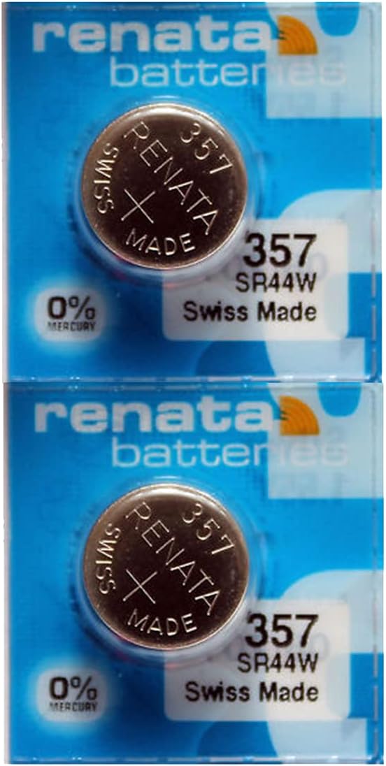 Renata 357 SR44W Battery - 1.55V Silver Oxide 357 Watch Battery (2 Pack)