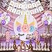 Unicorn Party Supplies Decorations, 82pcs Unicorn Backdrop, Happy Birtyday Banner, Balloon Set Prefect for Unicorn Theme Party, Unicorn Birthday Party, Baby Shower Party, Unicorn Gold Party Favors
