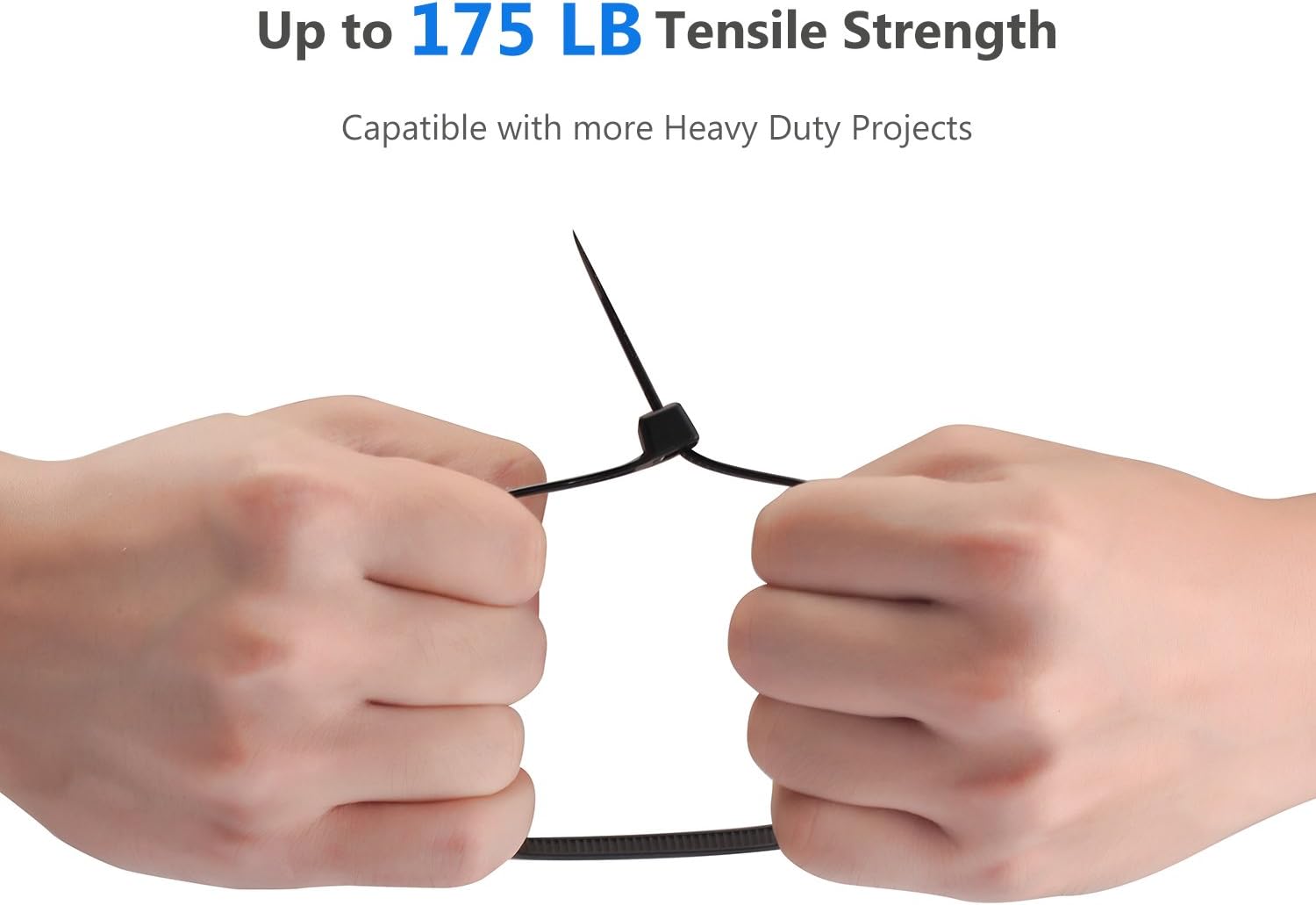 18 Inch Heavy Duty Zip Ties by Dekun, Ultra Strong 175 LB Tensile Strength Cable Wire Ties, 50 Pcs Black & 50 Pcs White (Total 100 Piece)