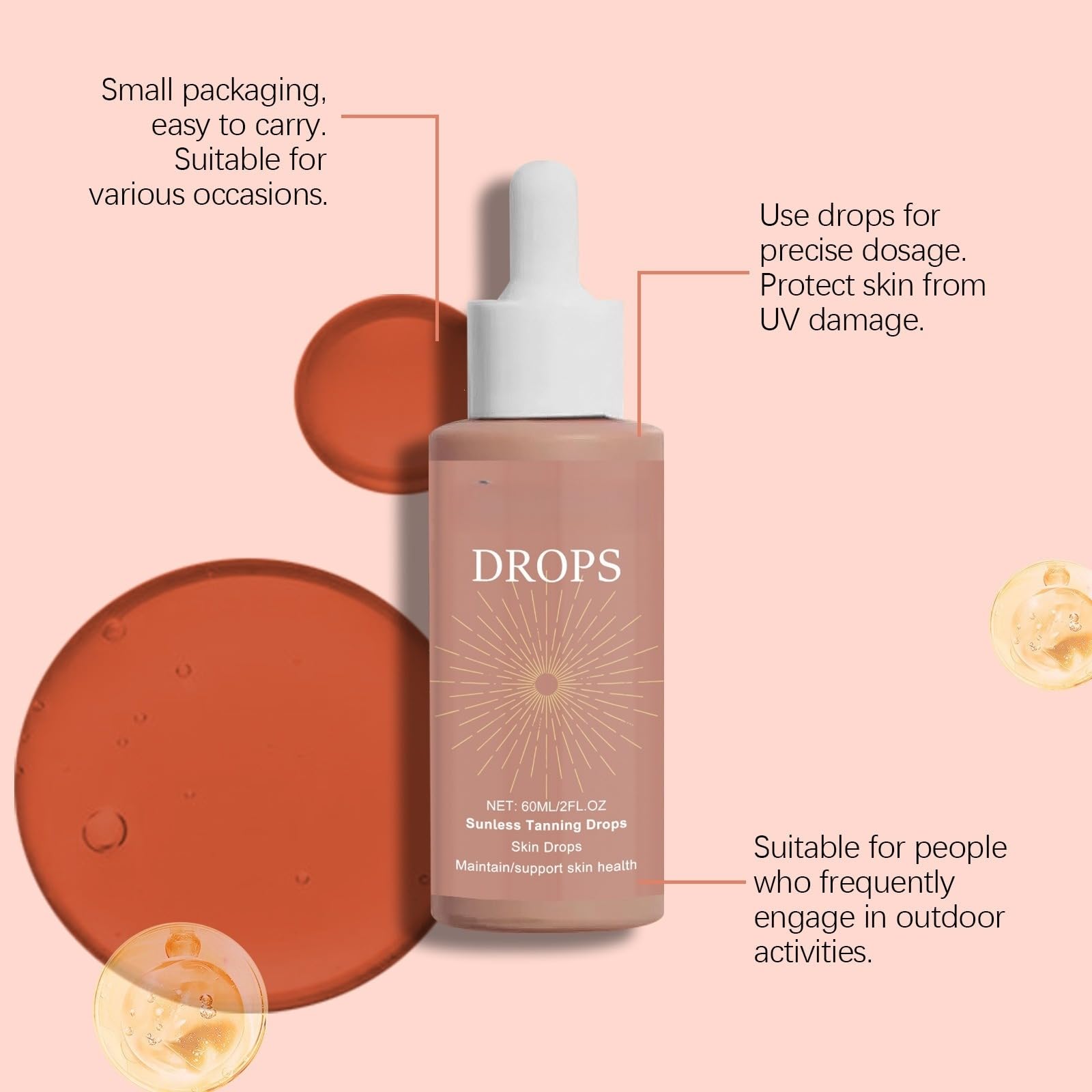 Krople do samodzielnego opalania 60 ml, do twarzy i ciała, wszystkich