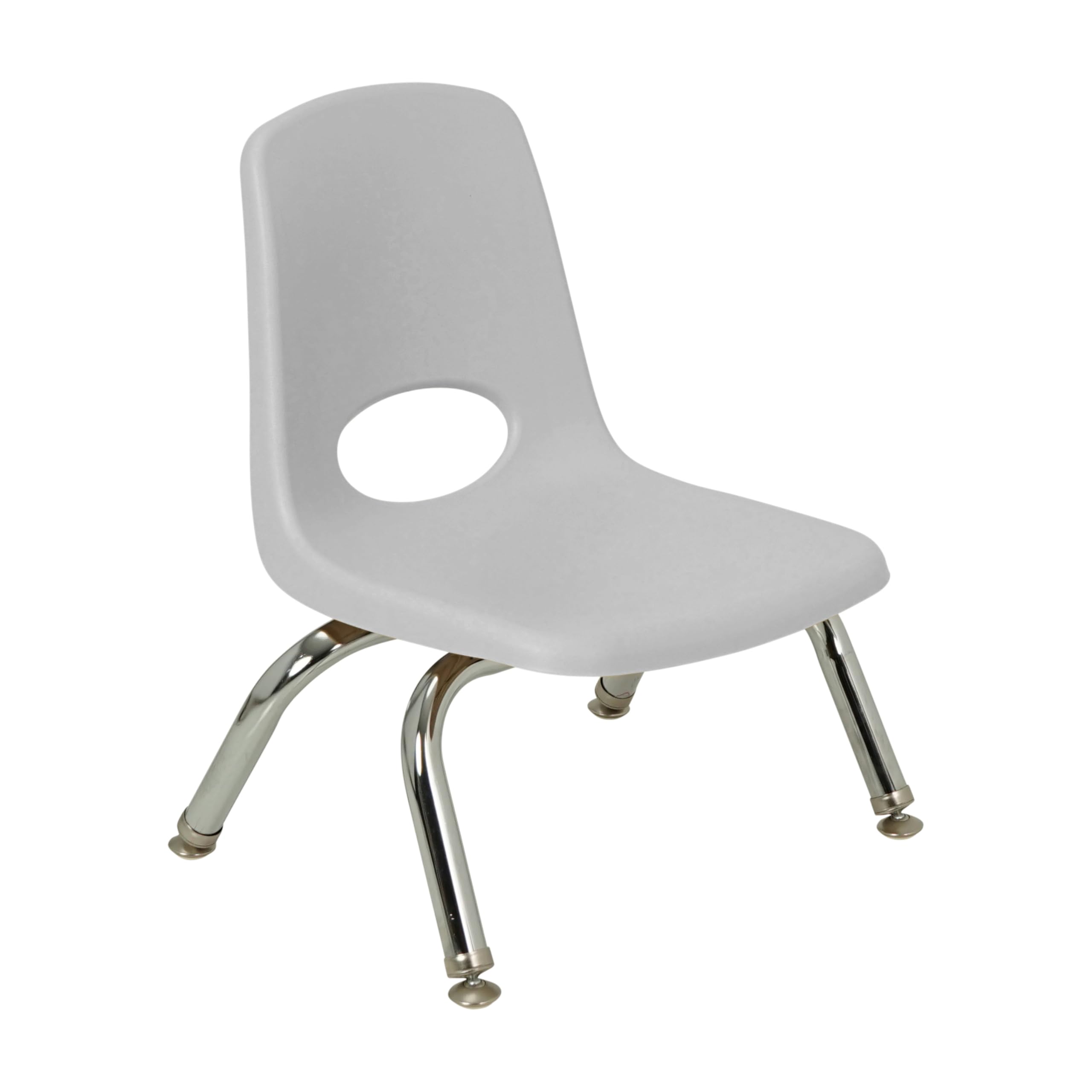 FDP 8" School Stack Chair,Stacking Student Seat with Chromed Steel Legs and Swivel Glides for Daycare, Preschool and Homeschool - Light Gray, 14750-LG