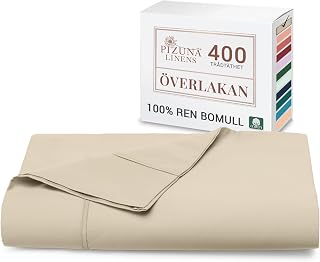Pizuna Flat Sheet Cotton 400 Thread Long Stacked Cotton 150X270cm Beige | Hotel quality cooling, breathable cotton made of soft sateen weave for a comfortable sleep.
