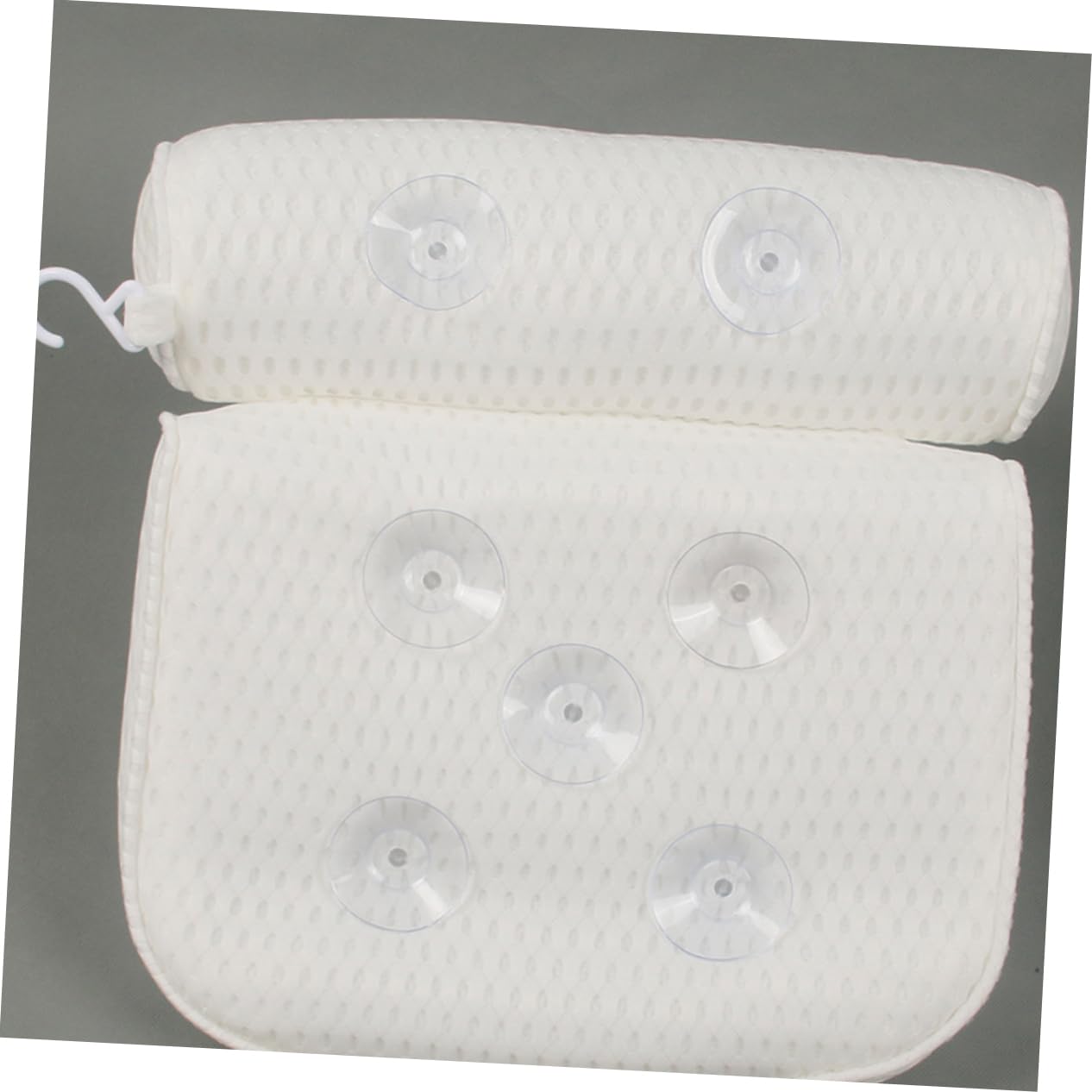 Beaupretty Oreiller Repose-tête et Nuque en Polyester Blanc Ventouses pour Bain à Domicile, Forme Confortable pour Relaxation et Soutien